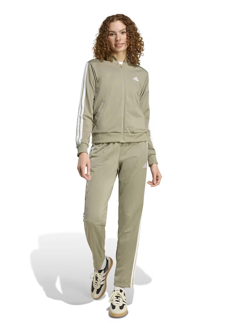 ADIDAS SPORTSWEAR Trening cu logo si fermoar W ESS 3S TS - Alb/Kaki