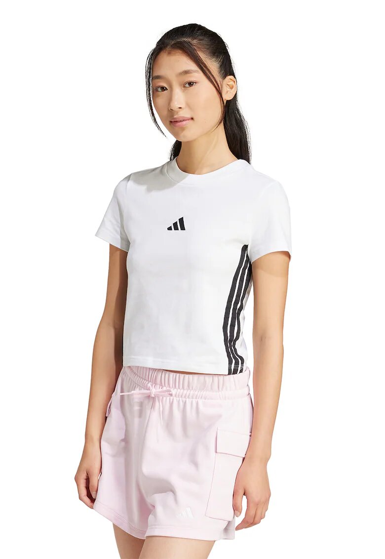 ADIDAS SPORTSWEAR Tricou crop cu croiala slim-fit Essentials - Alb/Negru