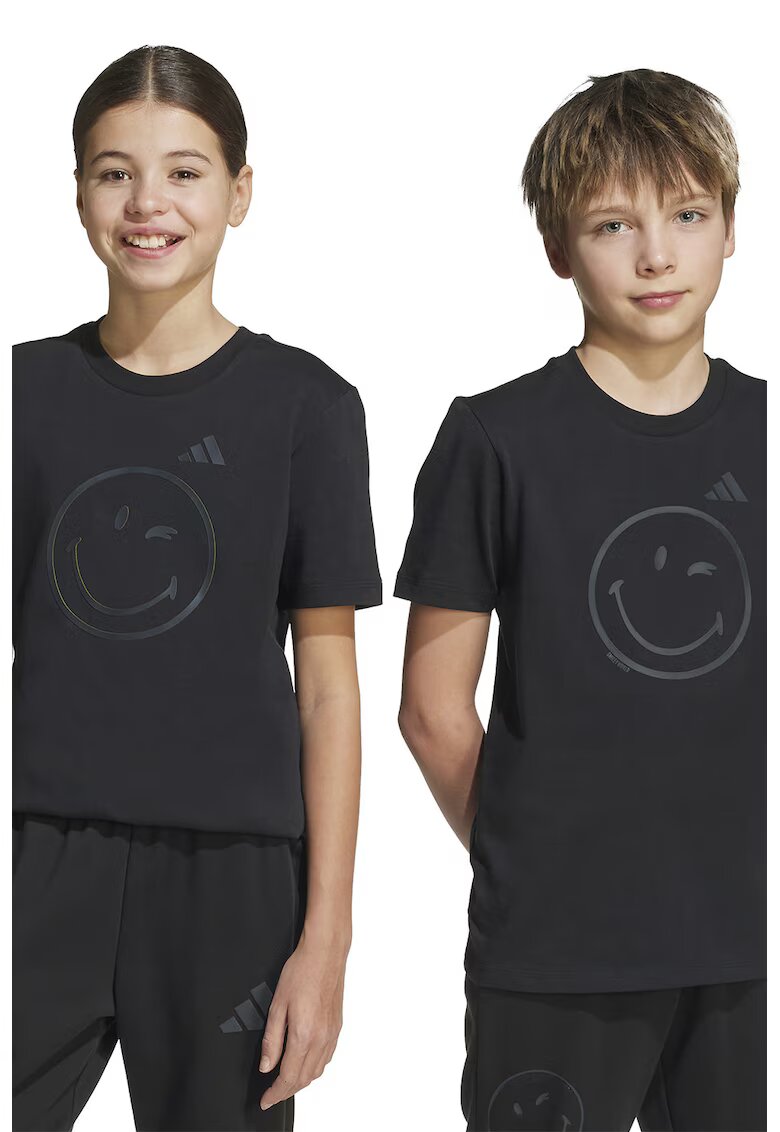 ADIDAS SPORTSWEAR Tricou cu decolteu la baza gatului si fata zambitoare - Negru
