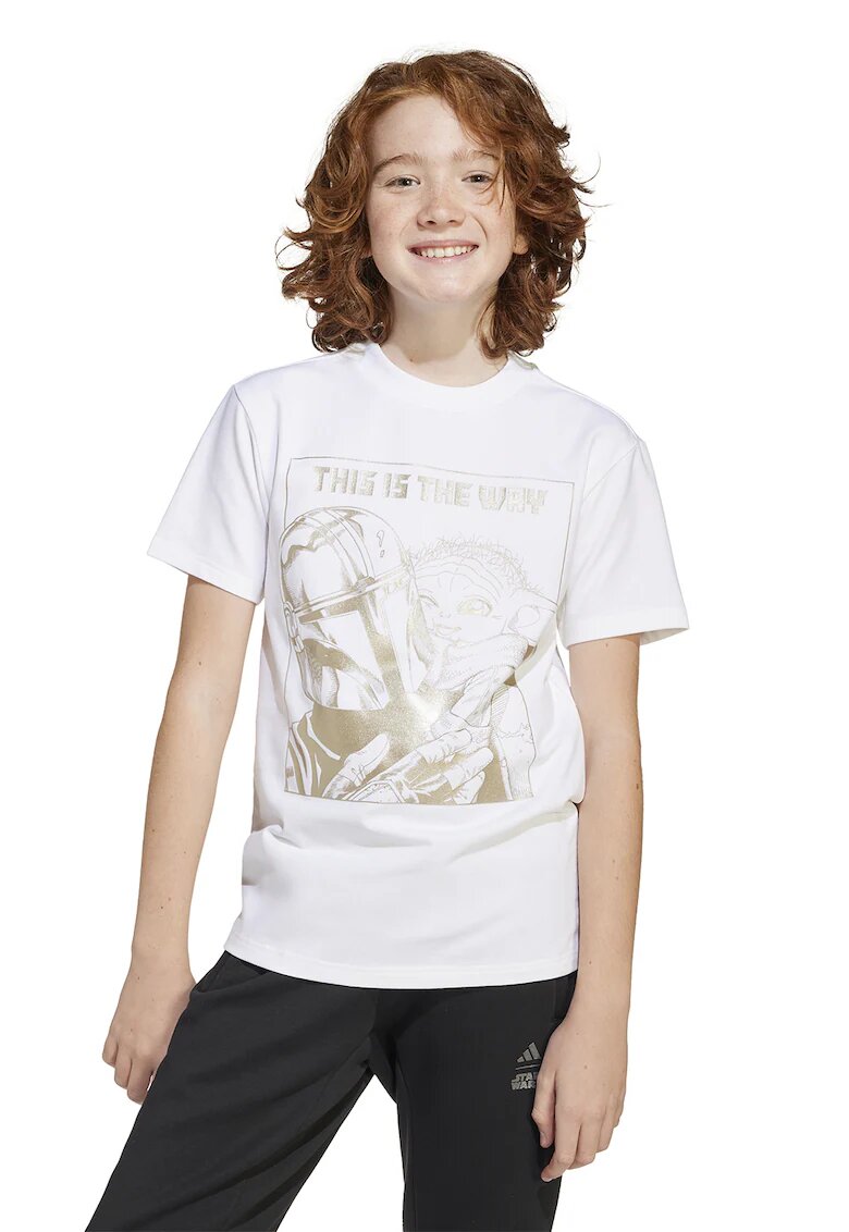 ADIDAS SPORTSWEAR Tricou cu decolteu la baza gatului si imprimeu cu Star Wars - Alb/Auriu