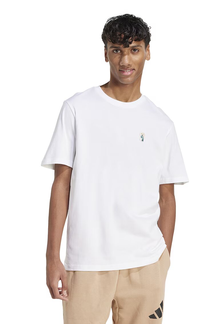 ADIDAS SPORTSWEAR Tricou cu decolteu la baza gatului si logo discret - Alb optic