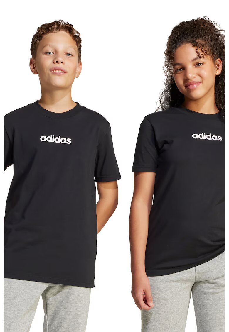 ADIDAS SPORTSWEAR Tricou cu decolteu la baza gatului si logo pe piept - Negru/Alb optic