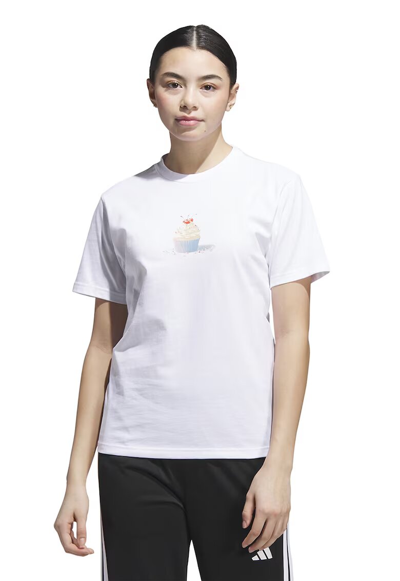 ADIDAS SPORTSWEAR Tricou cu decolteu la baza gatului si logo pe spate - Coral/Galben pal/Alb optic