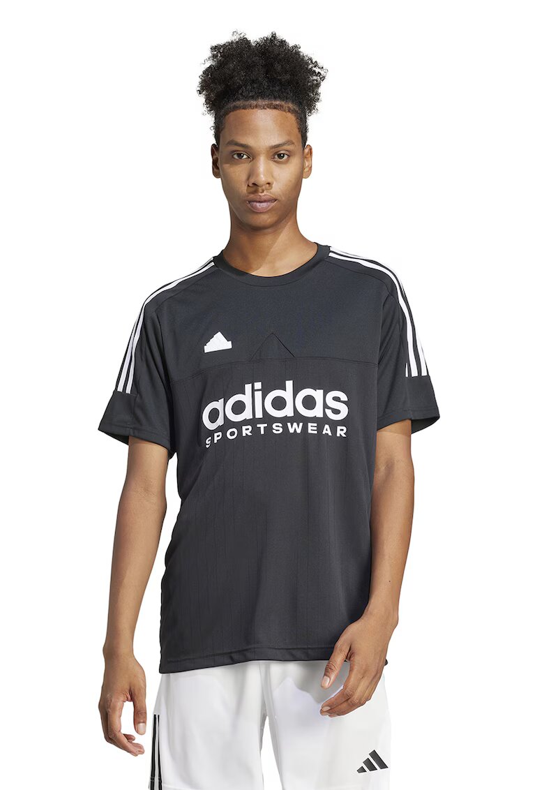 ADIDAS SPORTSWEAR Tricou cu decolteu la baza gatului si logo Tiro - Alb/Gri antracit