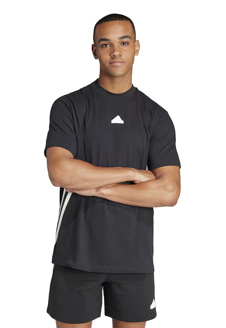 ADIDAS SPORTSWEAR Tricou cu decolteu la baza gatului si maneci cazute - Alb/Negru