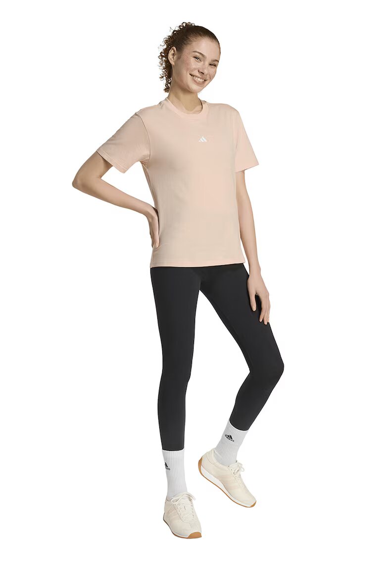 ADIDAS SPORTSWEAR Tricou cu decolteu lrotund si logo discret - Alb/Piersica