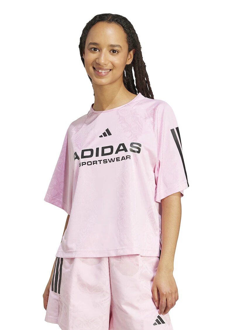 ADIDAS SPORTSWEAR Tricou cu imprimeu logo - Negru/Roz pastel