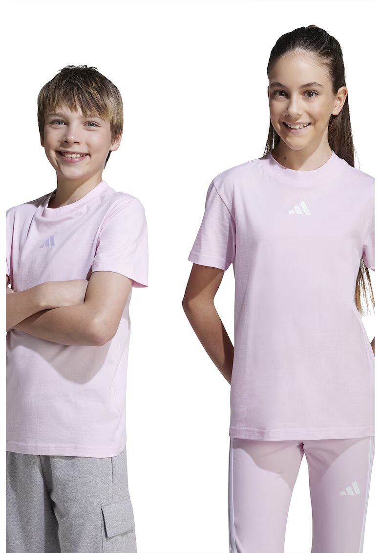 ADIDAS SPORTSWEAR Tricou de bumbac cu decolteu la baza gatului - Alb/Roz pastel