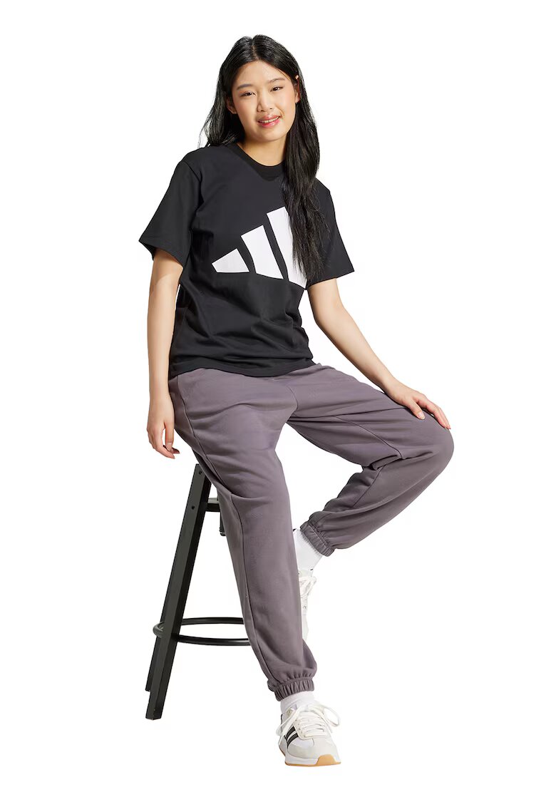 ADIDAS SPORTSWEAR Tricou de bumbac cu decolteu la baza gatului si logo - Negru/Alb optic