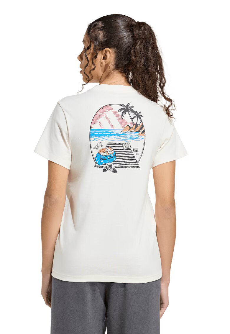 ADIDAS SPORTSWEAR Tricou de bumbac cu imprimeu grafic pe spate - Alb murdar
