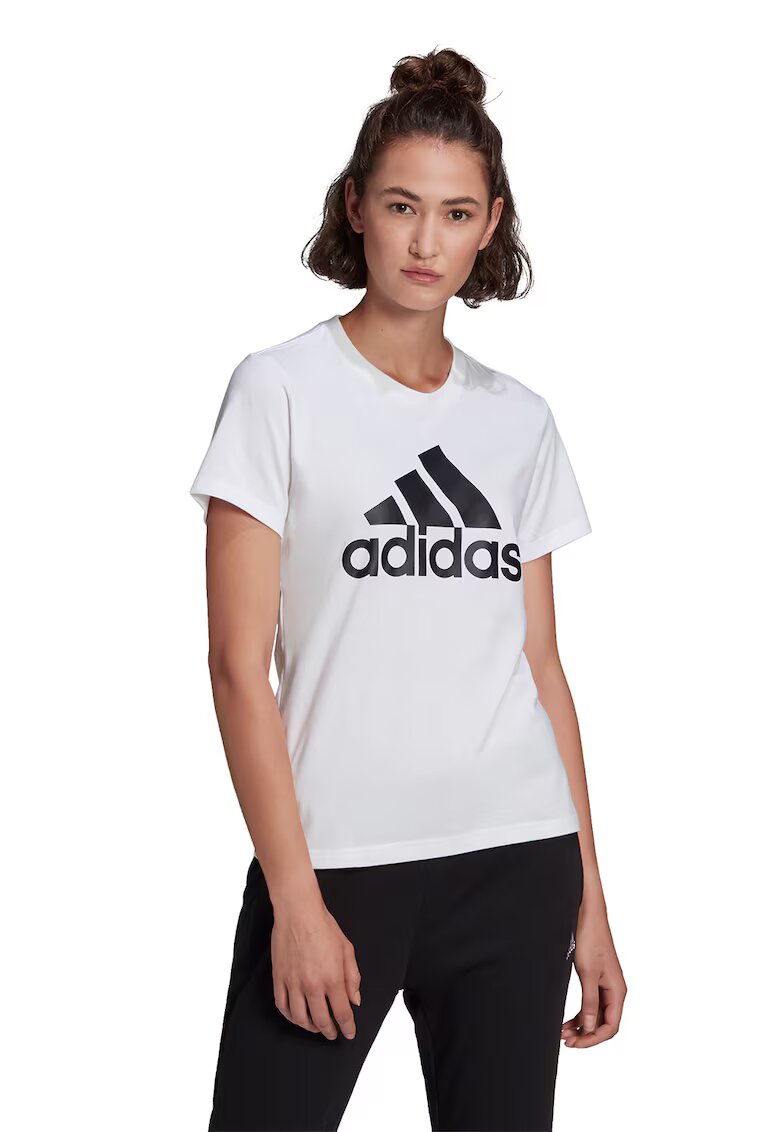 ADIDAS SPORTSWEAR Tricou de bumbac cu imprimeu logo Essentials - Alb
