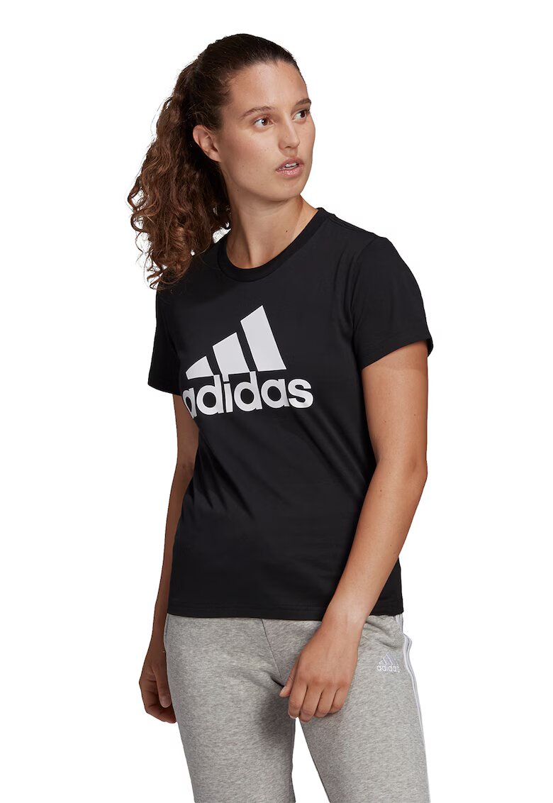 ADIDAS SPORTSWEAR Tricou de bumbac cu imprimeu logo Essentials - Negru