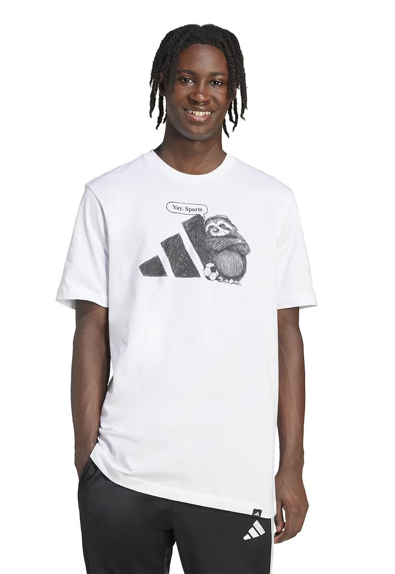 ADIDAS SPORTSWEAR Tricou de bumbac cu imprimeu logo si grafic - Negru stins/Alb optic