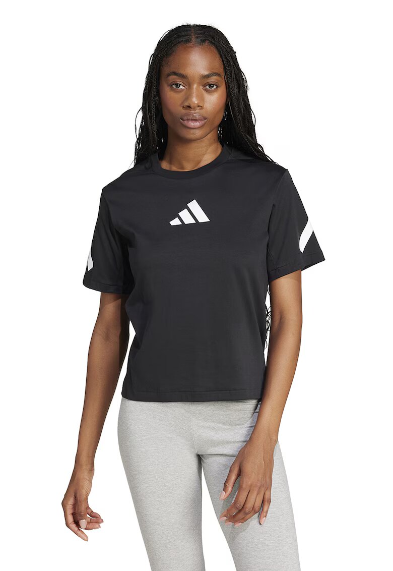 ADIDAS SPORTSWEAR Tricou de bumbac cu imprimeu logo Z.N.E. - Alb/Negru