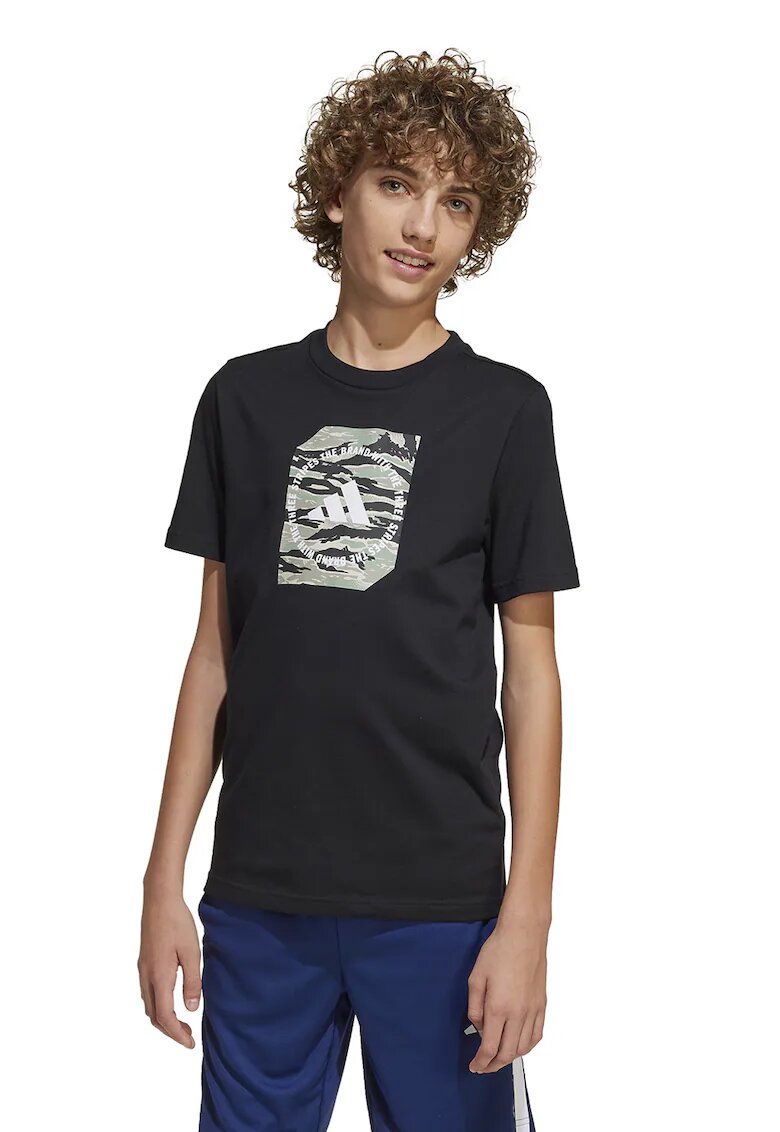 ADIDAS SPORTSWEAR Tricou din bumbac Boxy - Negru/Gri deschis