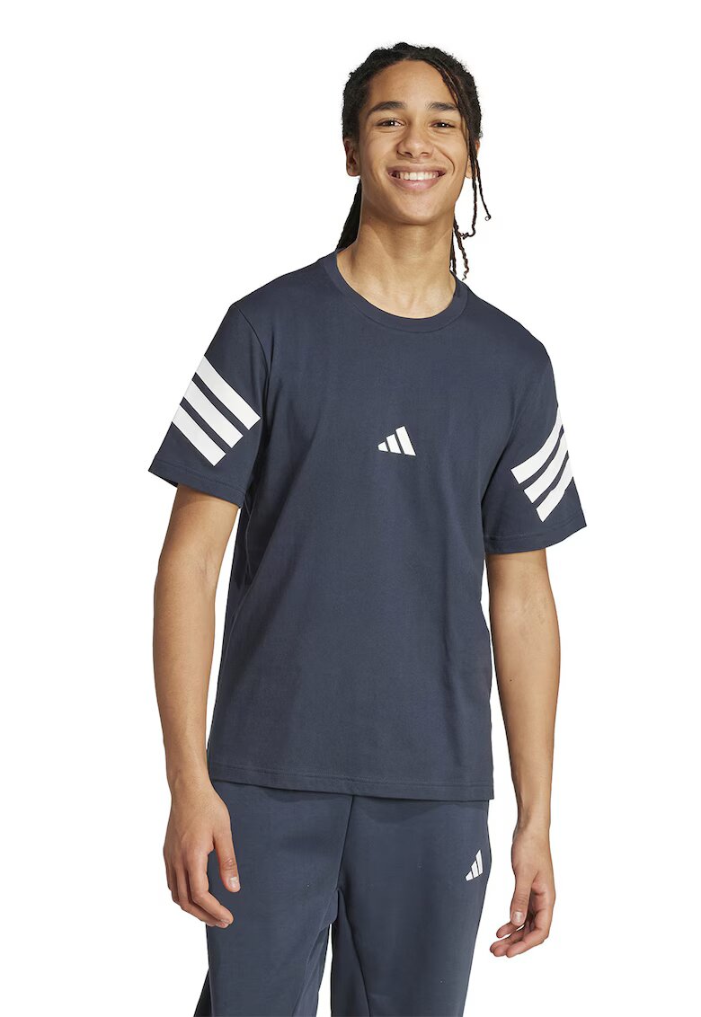 ADIDAS SPORTSWEAR Tricou din bumbac cu 3 dungi Future Icons - Alb/Bleumarin
