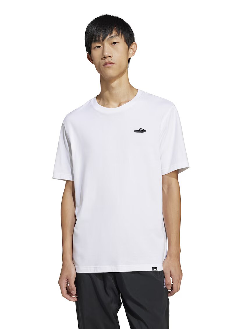 ADIDAS SPORTSWEAR Tricou din bumbac cu decolteu la baza gatului - Alb