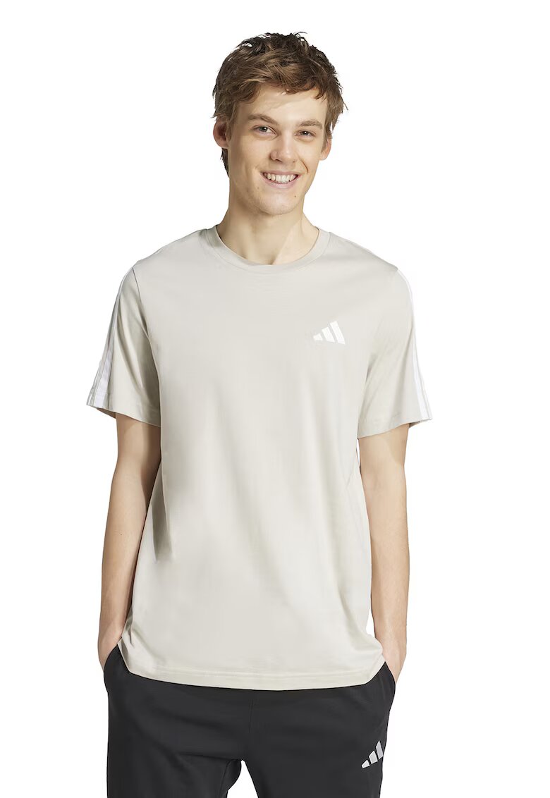 ADIDAS SPORTSWEAR Tricou din bumbac cu decolteu la baza gatului - Alb/Bej deschis