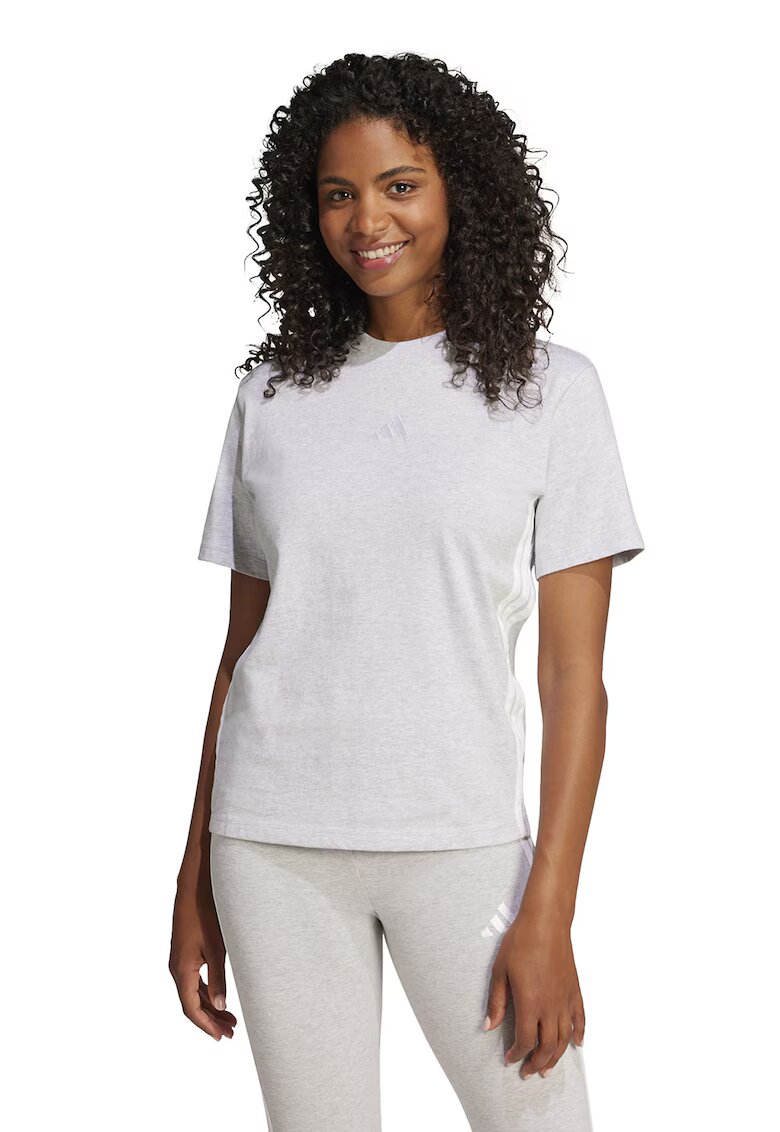 ADIDAS SPORTSWEAR Tricou din bumbac cu decolteu la baza gatului - Alb/Gri deschis