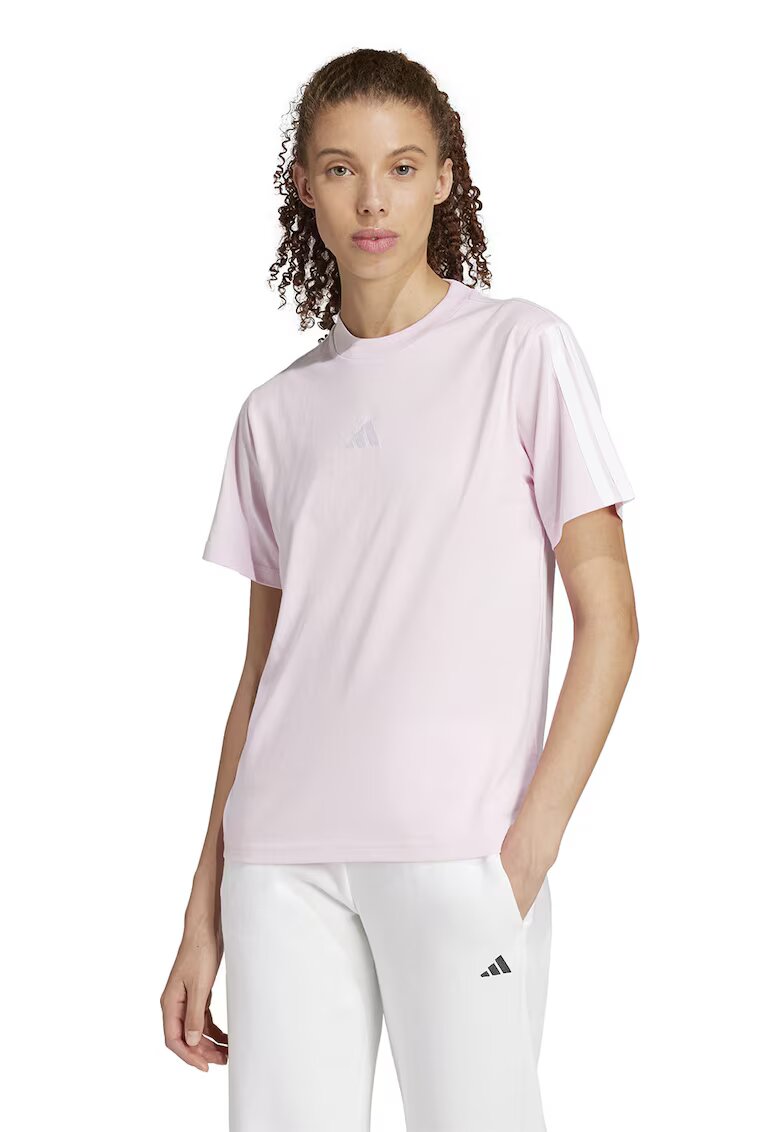 ADIDAS SPORTSWEAR Tricou din bumbac cu decolteu la baza gatului - Alb/Roz pal