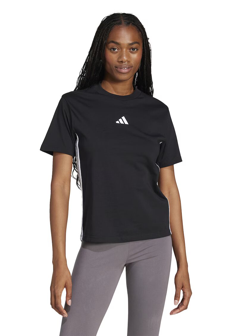 ADIDAS SPORTSWEAR Tricou din bumbac cu decolteu la baza gatului - Negru stins