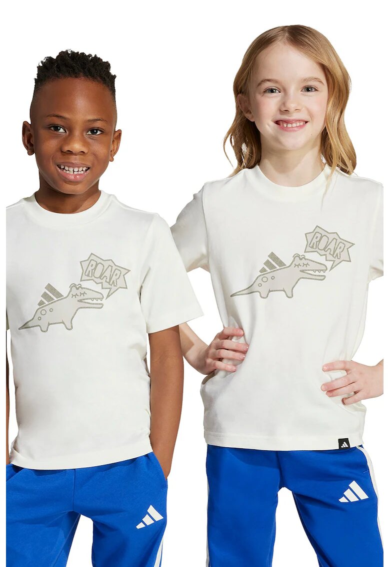 ADIDAS SPORTSWEAR Tricou din bumbac cu imprimeu grafic si logo - Alb murdar