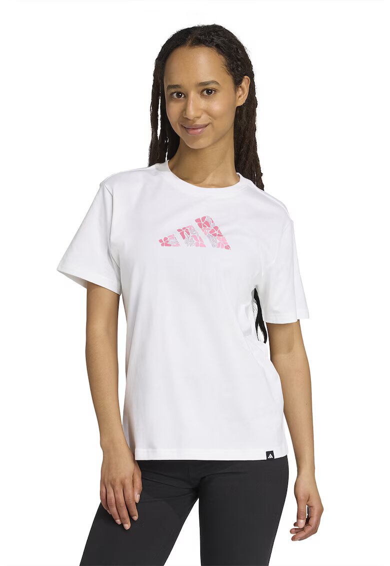 ADIDAS SPORTSWEAR Tricou din bumbac cu imprimeu logo - Alb