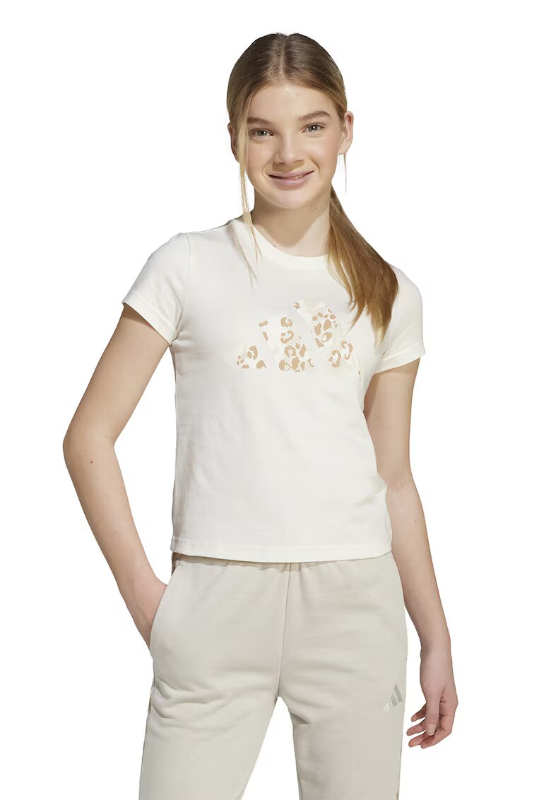 ADIDAS SPORTSWEAR Tricou din bumbac cu imprimeu logo - Alb fildes/Caramel