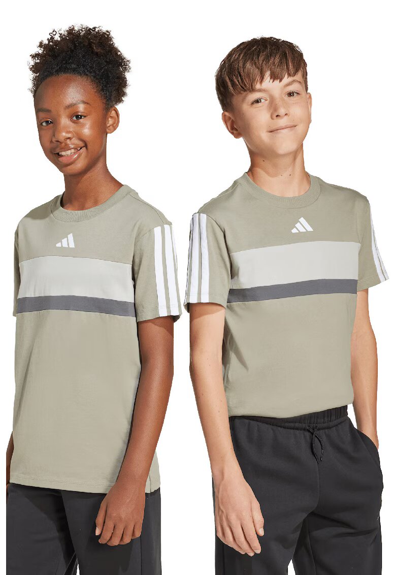 ADIDAS SPORTSWEAR Tricou din bumbac cu imprimeu logo - Alb/Grej
