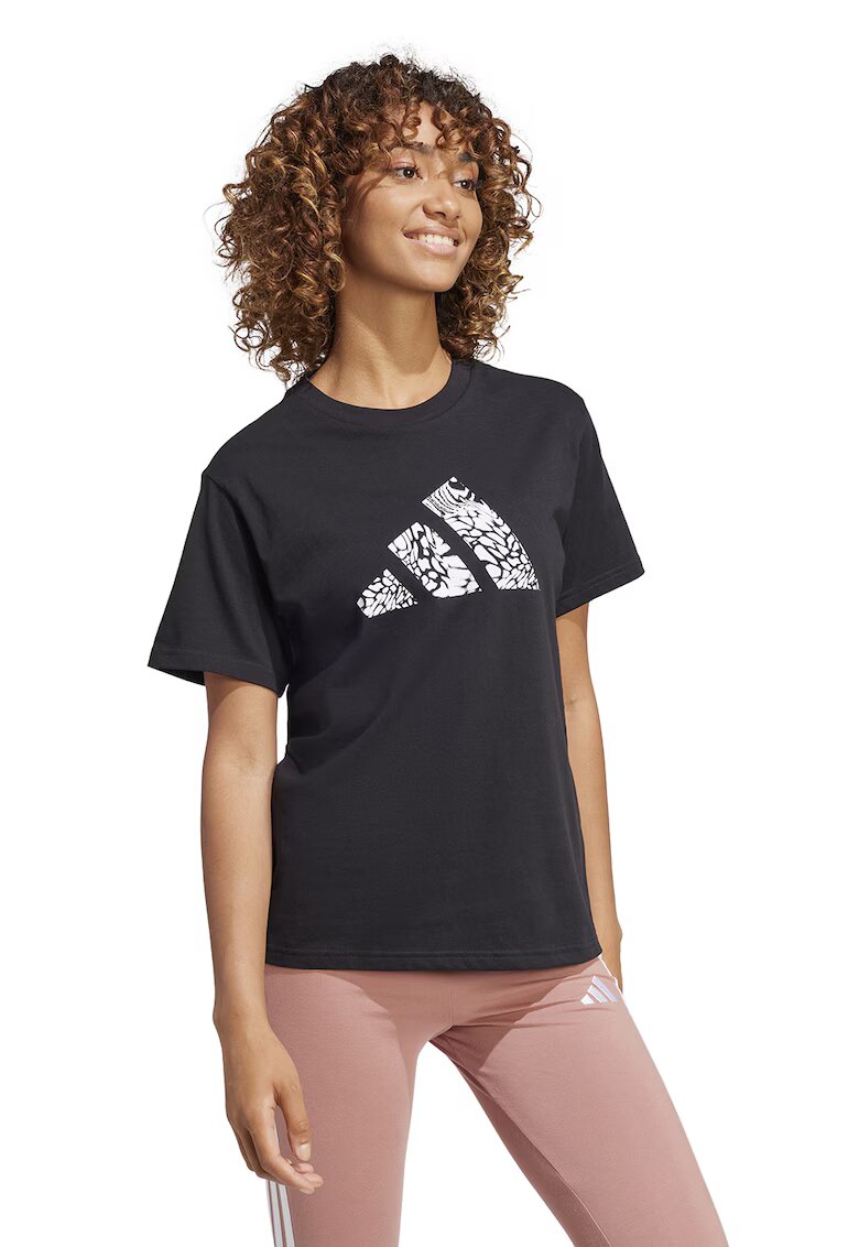 ADIDAS SPORTSWEAR Tricou din bumbac cu imprimeu logo - Alb/Negru