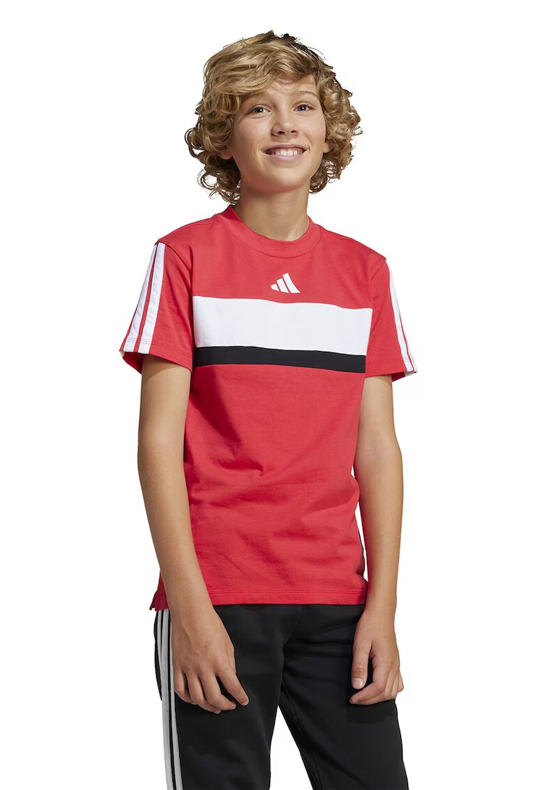 ADIDAS SPORTSWEAR Tricou din bumbac cu imprimeu logo - Negru/Coral/Alb optic