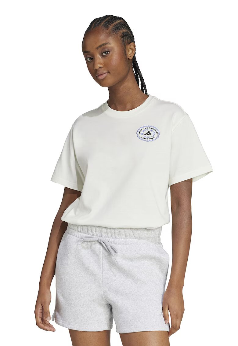 ADIDAS SPORTSWEAR Tricou din bumbac cu imprimeu logo si model grafic - Verde/Negru/Alb murdar