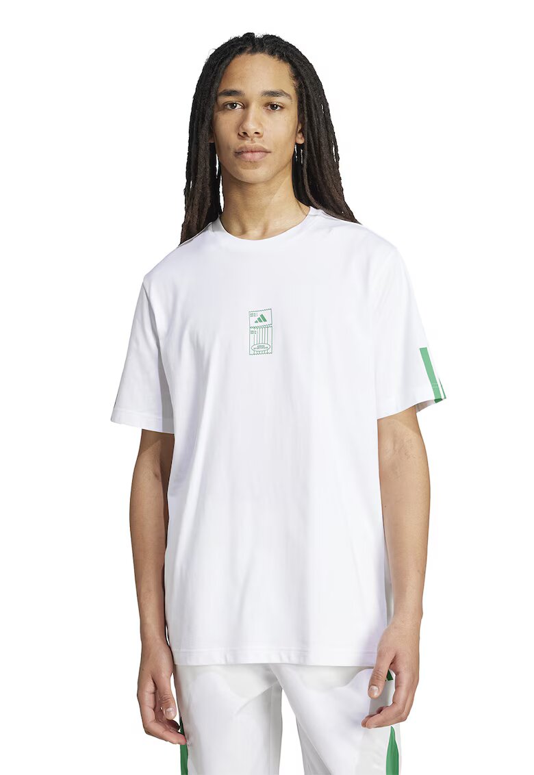 ADIDAS SPORTSWEAR Tricou din bumbac cu logo - Alb/Verde