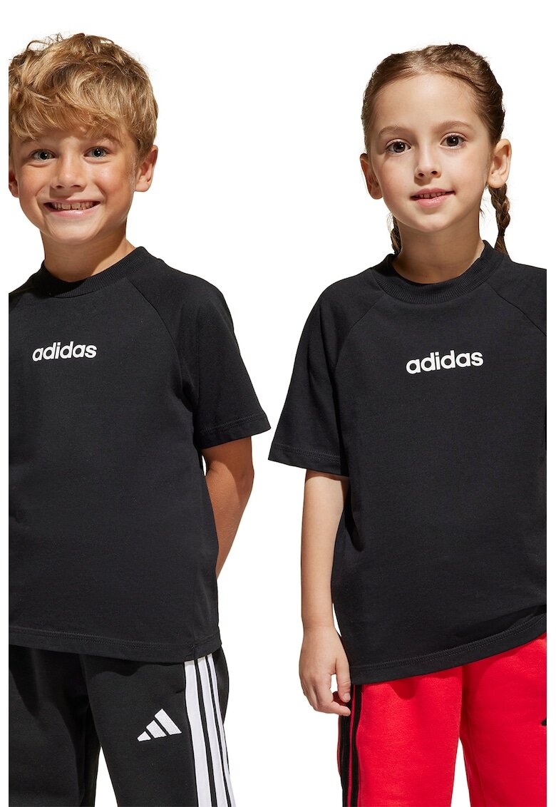 ADIDAS SPORTSWEAR Tricou din bumbac cu logo pe piept - Negru/Alb optic
