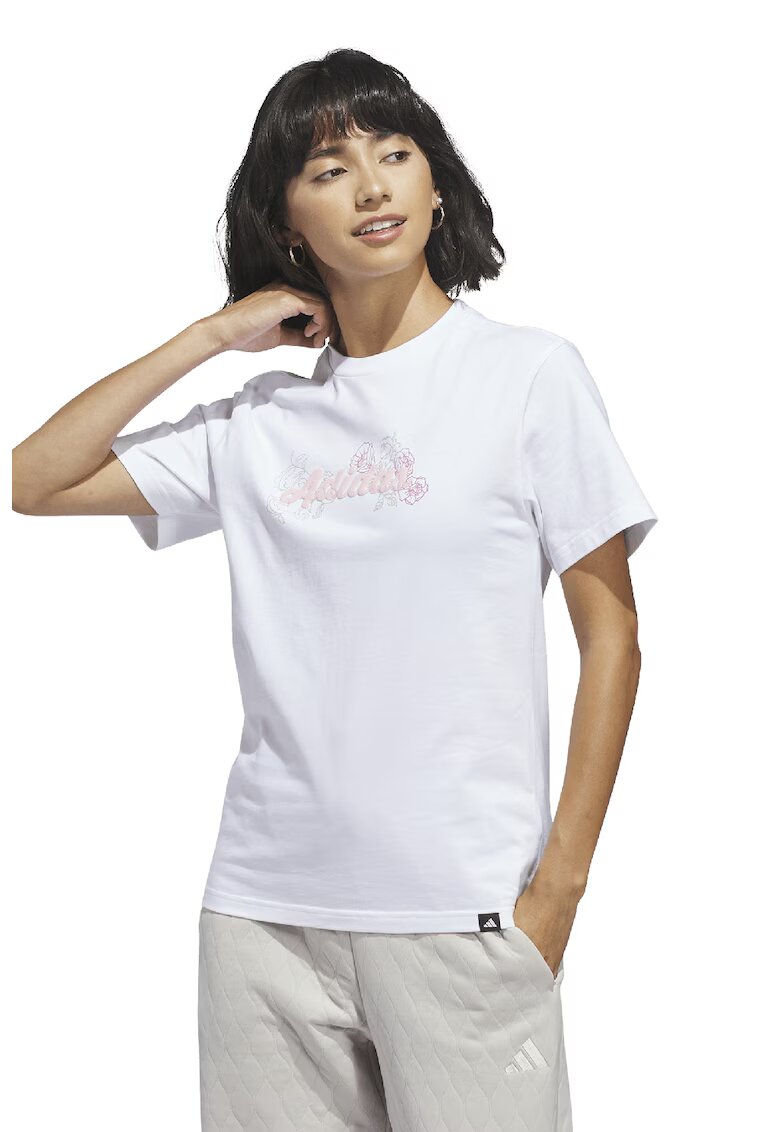 ADIDAS SPORTSWEAR Tricou din bumbac cu logo Western - Alb/Roz/Verde sparanghel