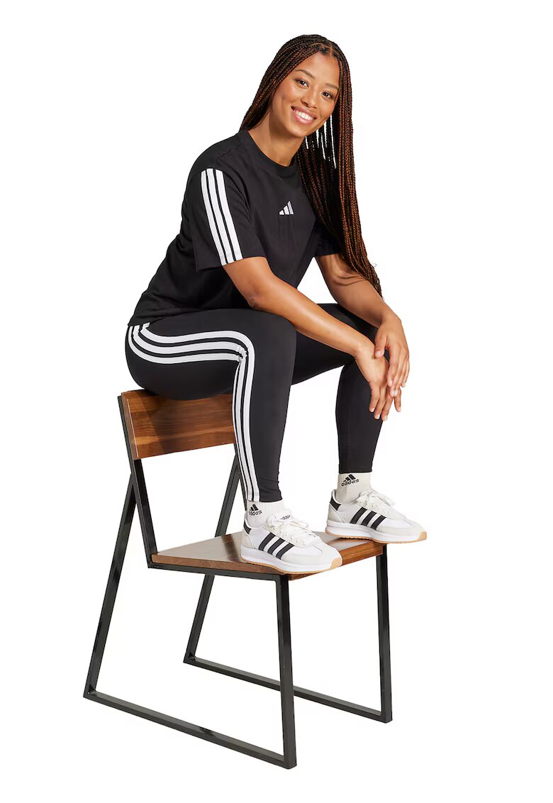 ADIDAS SPORTSWEAR Tricou lejer din bumbac Essentials - Negru/Alb optic