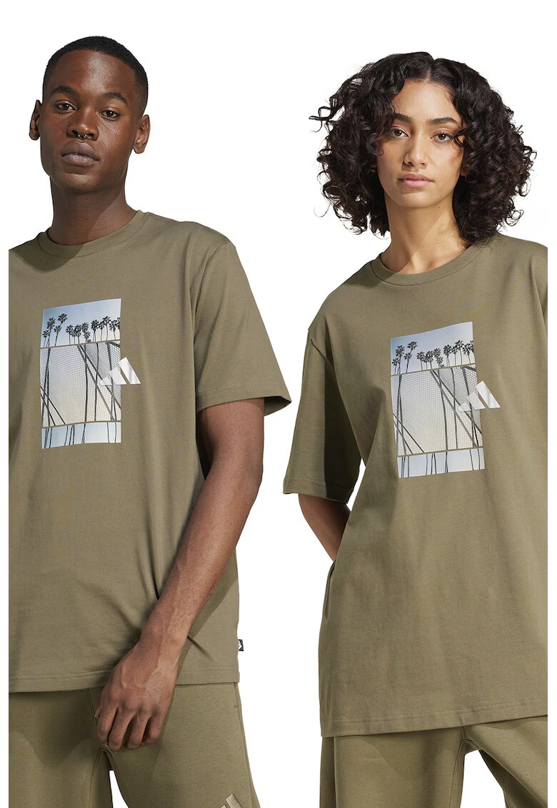 ADIDAS SPORTSWEAR Tricou lejer din bumbac Lens Elevated - Kaki/Albastru deschis