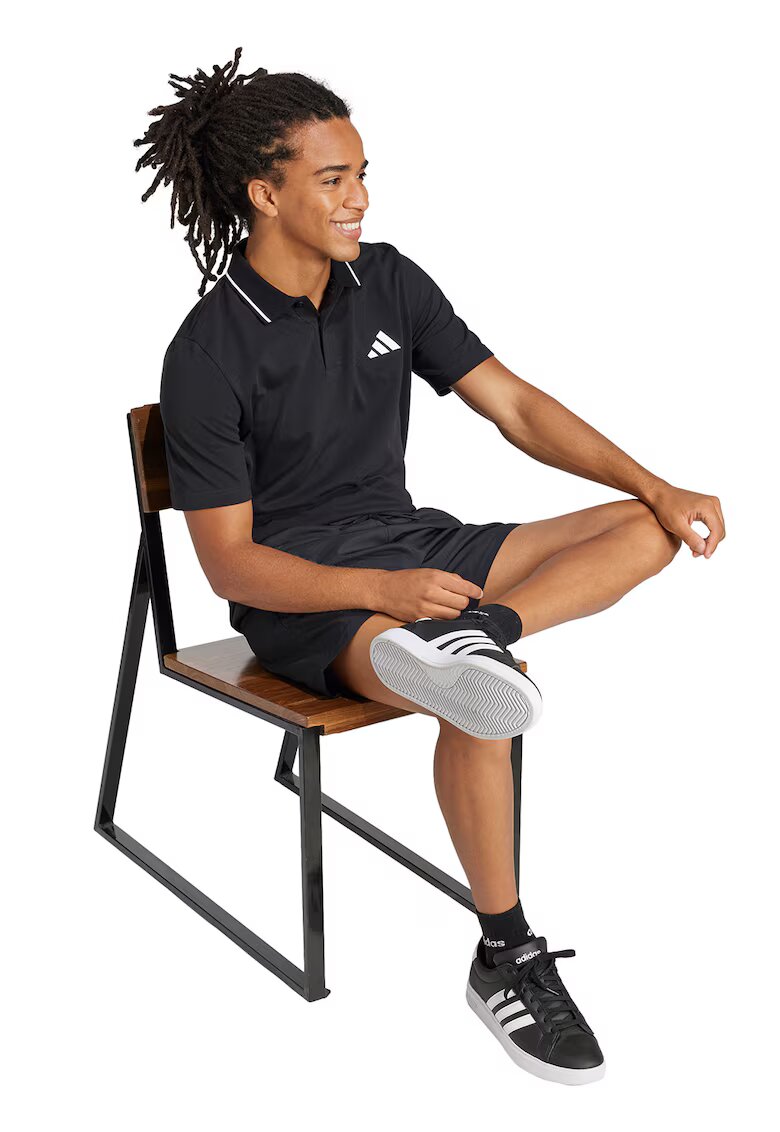 ADIDAS SPORTSWEAR Tricou polo de bumbac - Alb/Negru stins