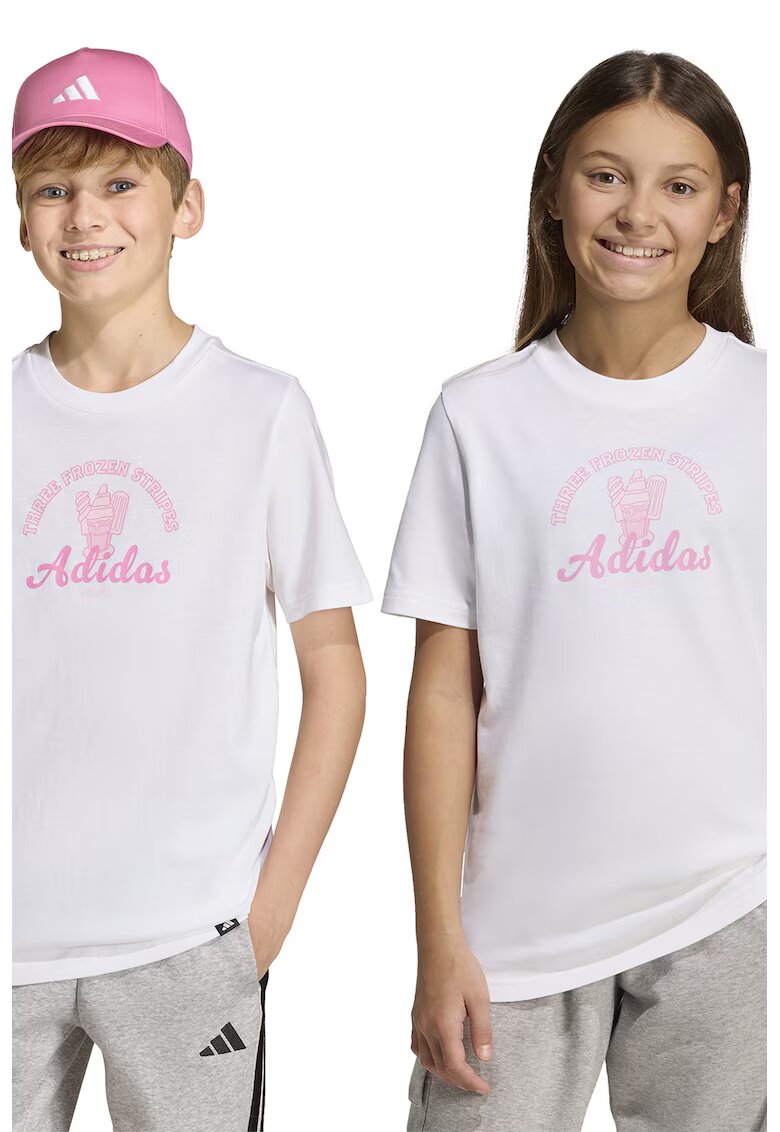 ADIDAS SPORTSWEAR Tricou unisex din bumbac cu imprimeu pe piept Food - Alb/Roz