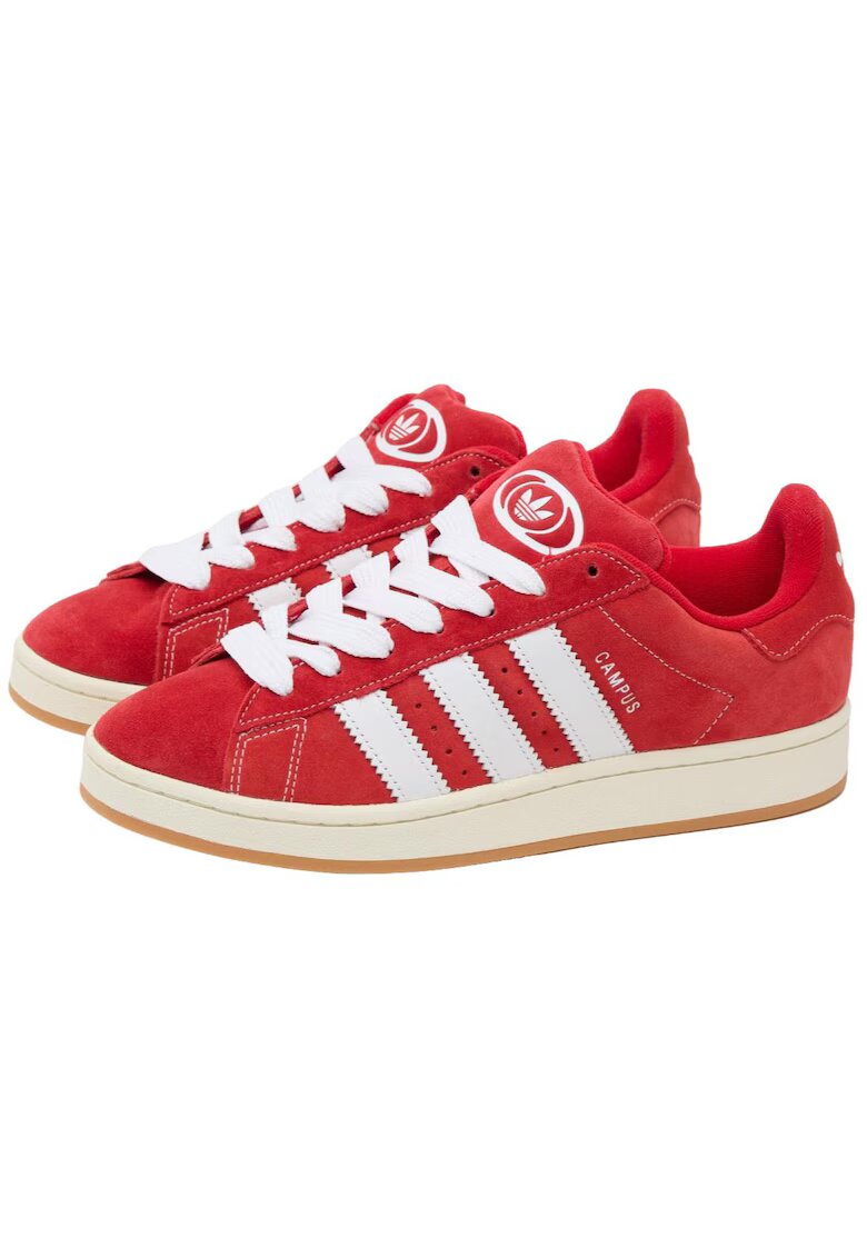 adidas Tenisi dama CAMPUS - piele naturala/sintetic/textil - alb/rosu -