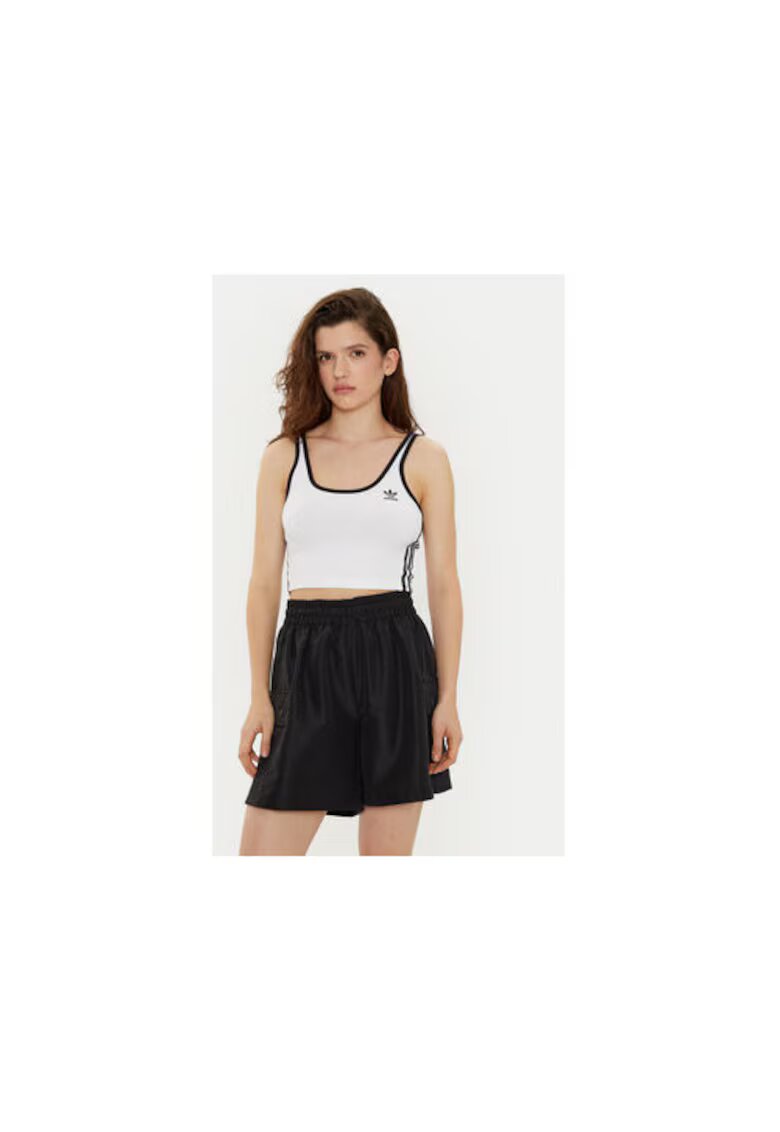 adidas Top crop cu decolteu amplu si detaliu logo