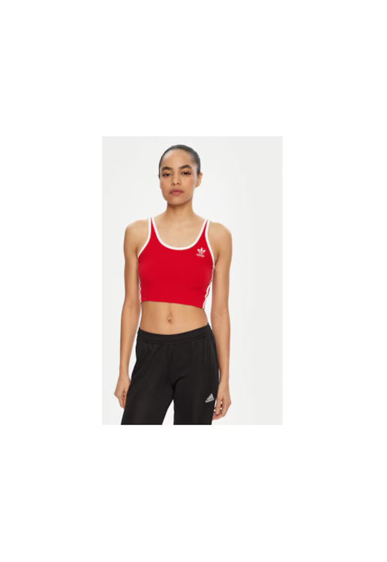 adidas Top slim fit crop cu imprimeu uni