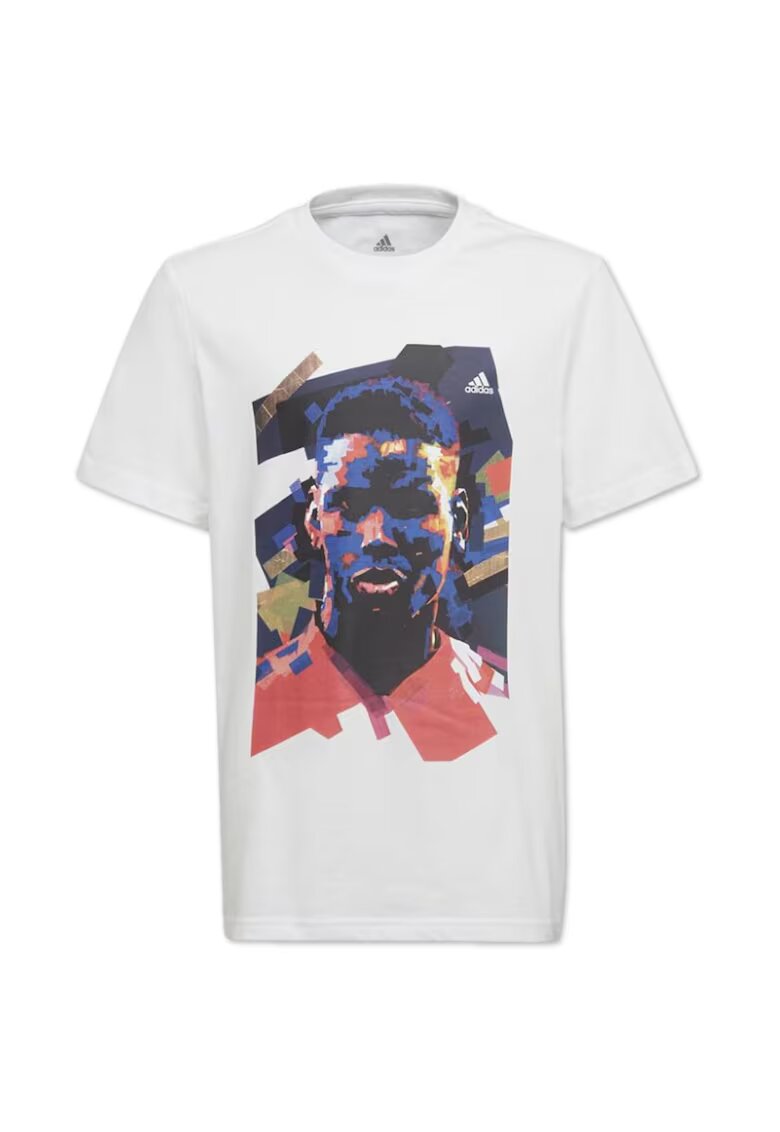 adidas Tricou copii - imprimeu - alb - bumbac -