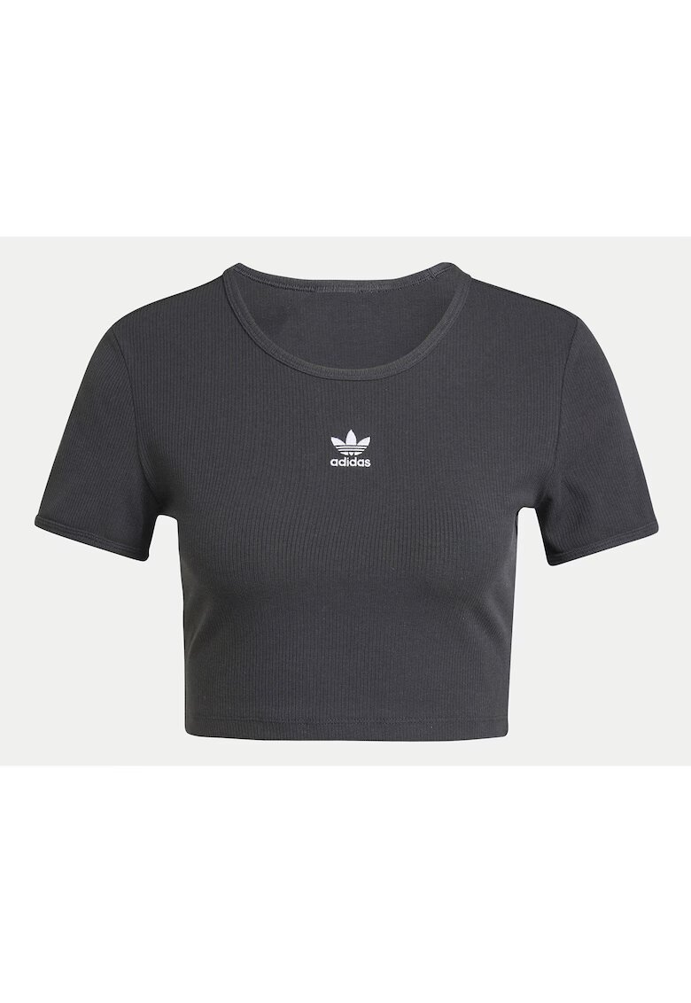adidas Tricou crop din bumbac cu decolteu la baza gatului
