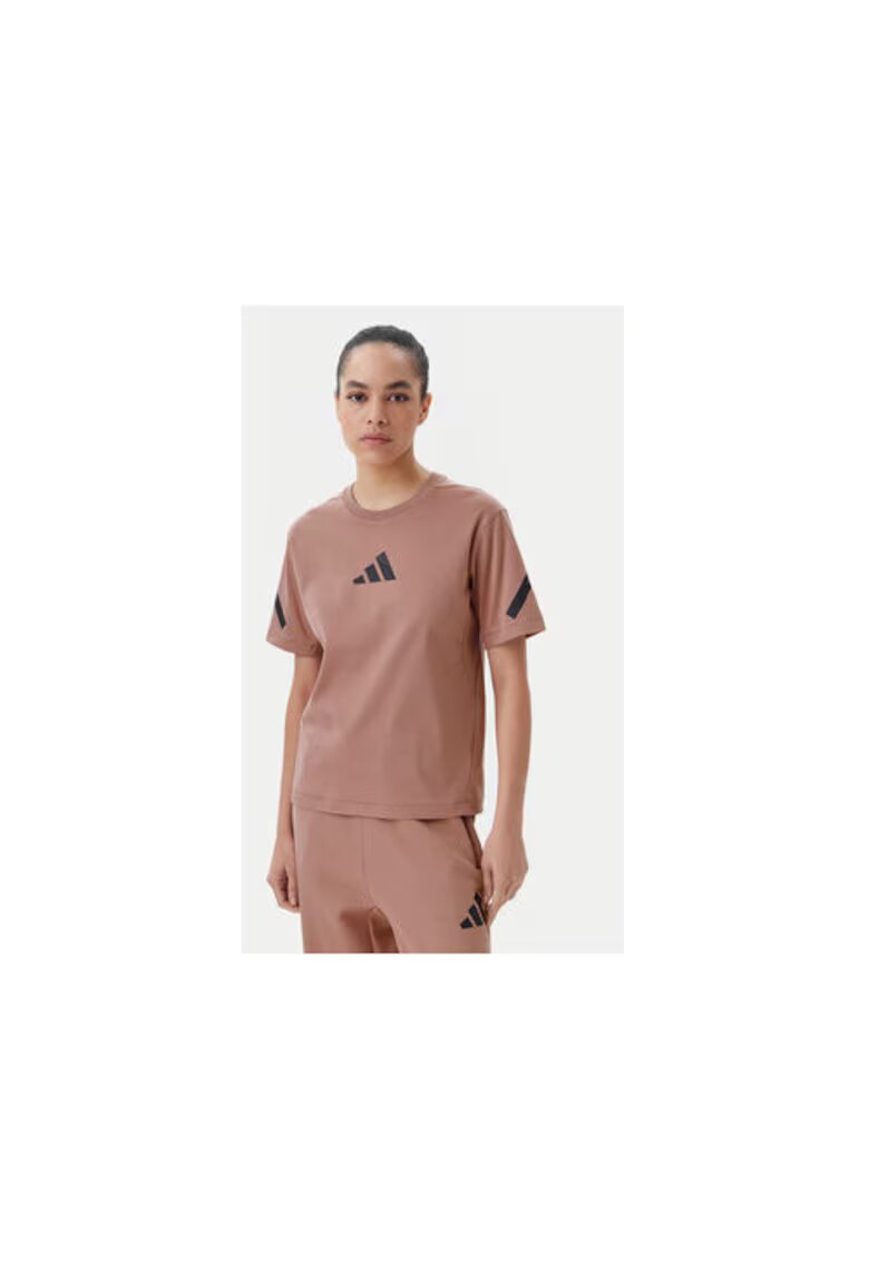 adidas Tricou cu decolteu la baza gatului si imprimeu logo