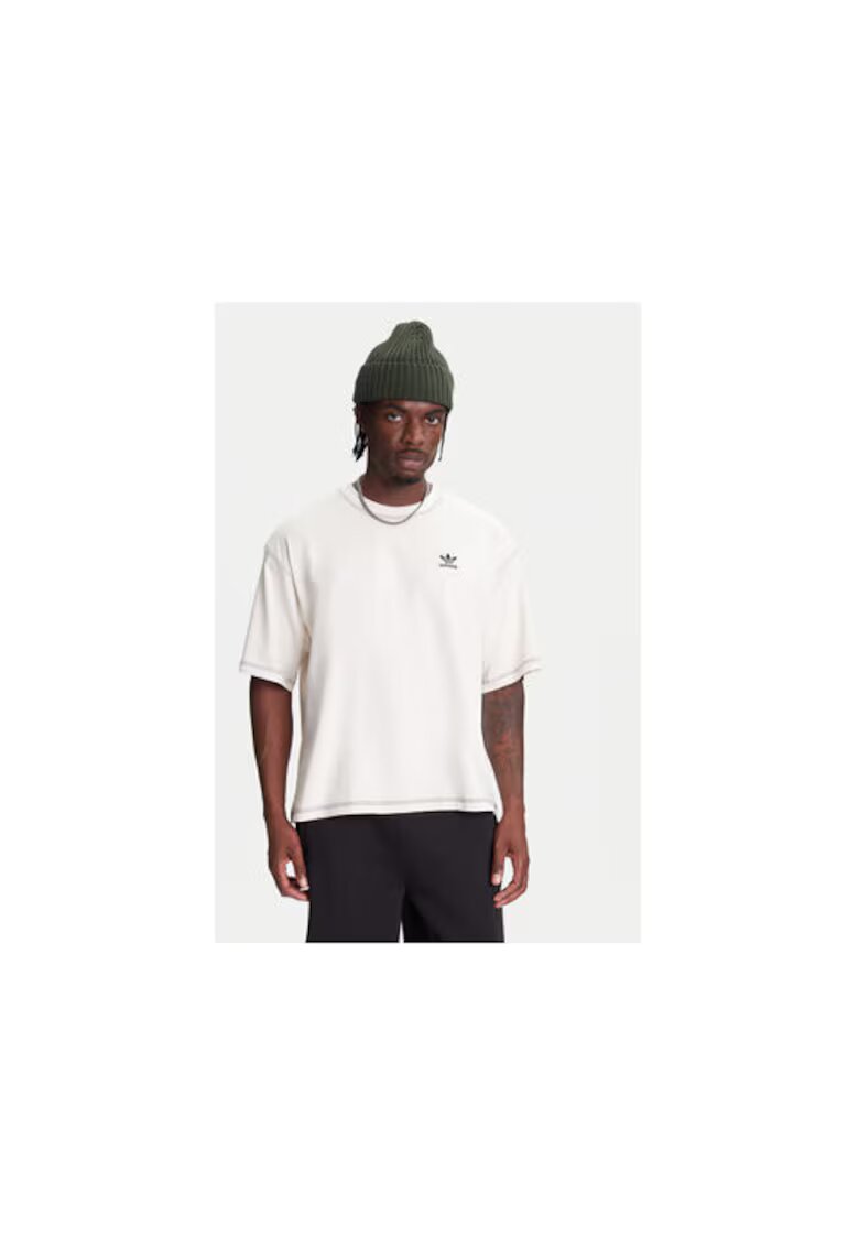 adidas Tricou din bumbac cu logo - maneci cazute si decolteu la baza gatului