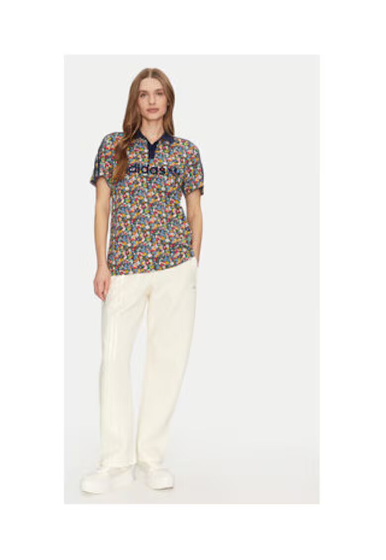 adidas Tricou polo cu imprimeu grafic si logo