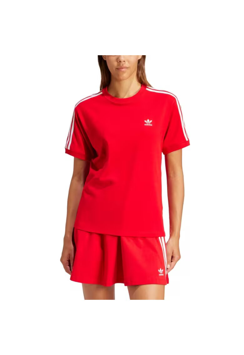 adidas Tricou sport dama - Better Scarlet - 3 dungi - rosu - bumbac