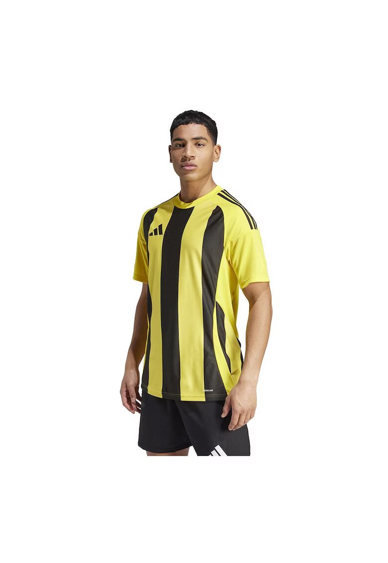 adidas Tricou sportiv barbatesc Striped 24 Jersey - galben-negru - poliester reciclabil - Negru/Galben