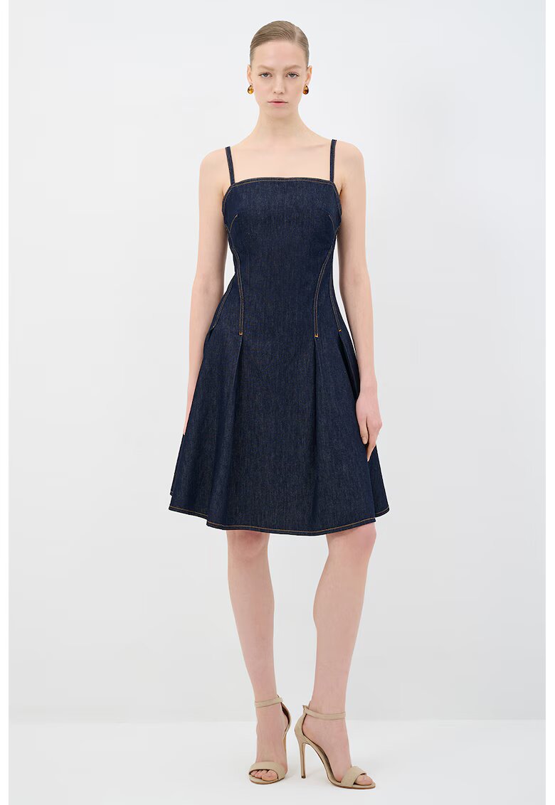 adL Rochie evazata din denim cu bretele ajustabile - Albastru ultramarin